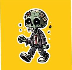 Vector illustrator of drawing line zombie