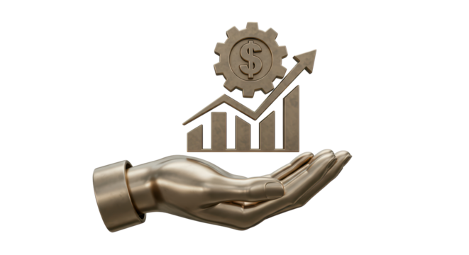 Isolated Hand Presenting Business Growth and Money Gear - Powered by Adobe