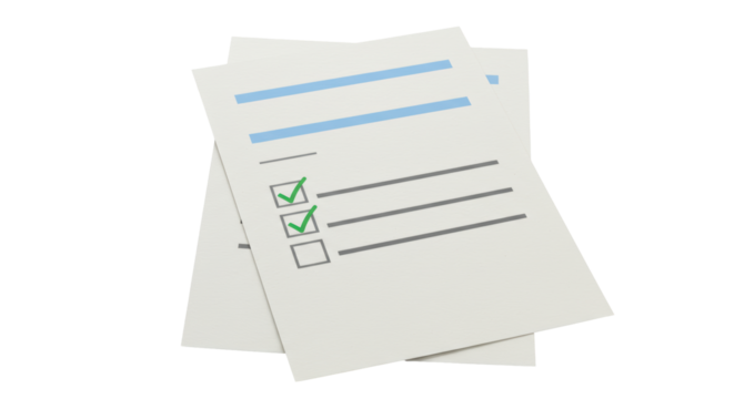 Isolated Stack of Completed Checklist Documents