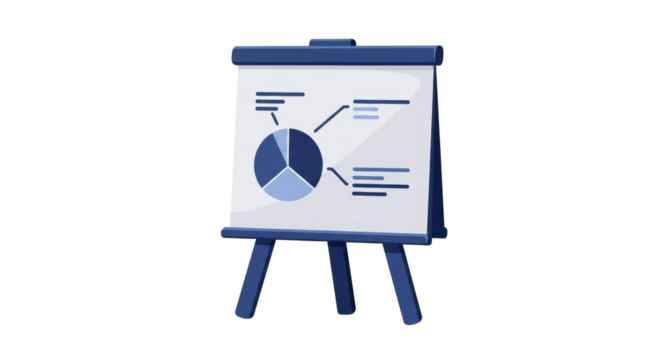 Isolated Presentation Board with Pie Chart Data