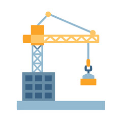 Construction Crane Lifting Concrete Slab Icon Design