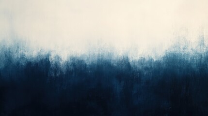 Fototapeta premium An abstract painting featuring a gradient of dark blue hues fading into a lighter, almost white color at the top, creating a serene and calm atmosphere.
