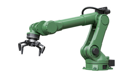 Isolated Green Robot Arm, Representing Industrial Automation and Technology