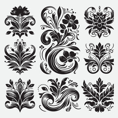 Several elegant floral monograms