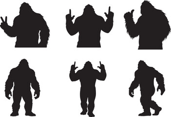 Bigfoot Sasquatch Funny Pose Silhouette Bundle