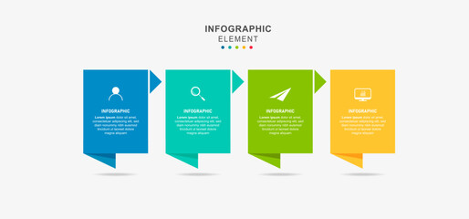 Vector Infographic design business template with icons and 4 options or steps. Can be used for process diagram, presentations, workflow layout, banner, flow chart