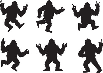 Bigfoot Sasquatch Funny Pose Silhouette Bundle