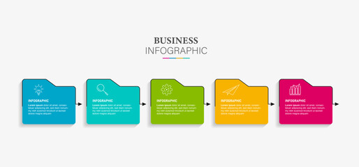 Vector Infographic design business template with icons and 5 options or steps. Can be used for process diagram, presentations, workflow layout, banner, flow chart