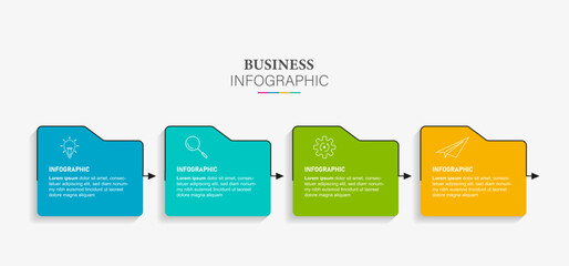 Vector Infographic design business template with icons and 4 options or steps. Can be used for process diagram, presentations, workflow layout, banner, flow chart