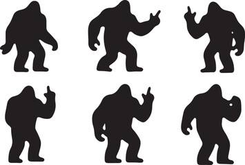 Bigfoot Sasquatch Funny Pose Silhouette Bundle