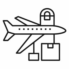 Airplane Freight outline icon on white background