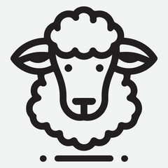 Sheep head line icon, Farm animals concept, lamb sign on white background