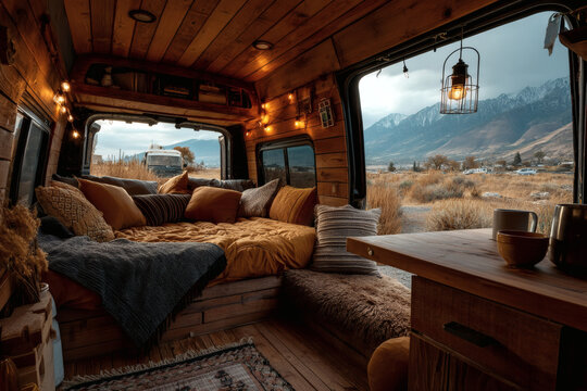 Cozy van life in a beautifully decorated van