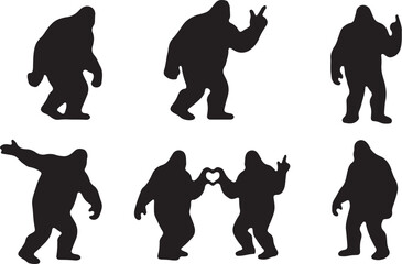 Bigfoot Sasquatch Funny Pose Silhouette Bundle