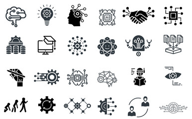 Machine learning concept icons set. vector. editable
