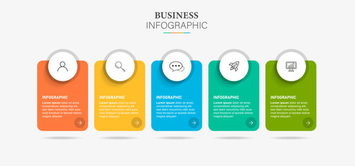 Steps business data visualization timeline process infographic template design with icons