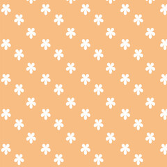 Orange seamless pattern with white daises