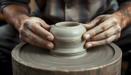 person is making a vase out of clay