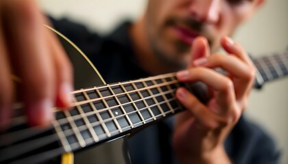 Fototapeta premium man playing a guitar with his fingers