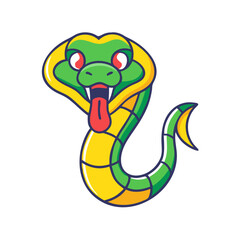 Fototapeta premium Colorful cartoon snake with tongue out