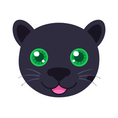 Obraz premium Cute cartoon black panther with big green eyes