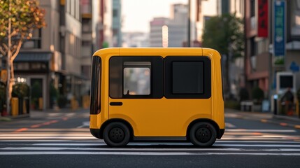 Electric taxi driving through urban streets city gigapixel image realistic environment eye-level view modern transport