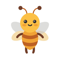 Obraz premium Smiling bee in cartoon vector flat illustration