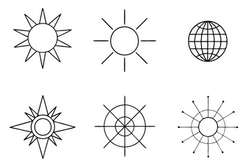 Solar Radiation Line Art Creative Design for Scientific Illustration  