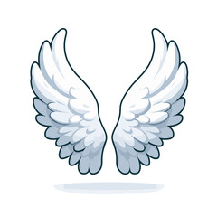 White angel wings with feather detail. Perfect for religious themes, spiritual symbolism, memorial service graphics, or heavenly concepts in inspirational content.
