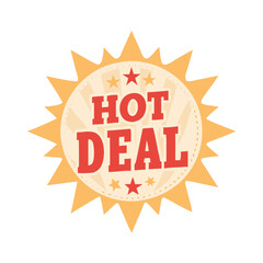 Fototapeta premium Hot deal badge in vintage red and beige starburst design