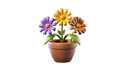 A fresh potted plant in full bloom, perfect for garden-themed or eco-friendly designs.