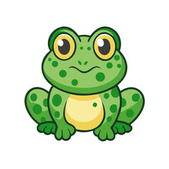 Obraz premium Cute green cartoon frog with big eyes