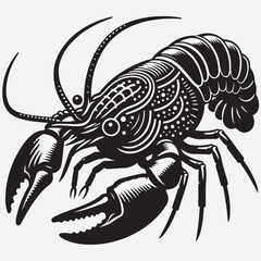 Silhouette illustration of an alien American crayfish. stock illustration