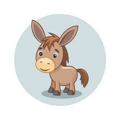 Small cartoon donkey standing and smiling