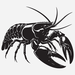 Silhouette illustration of an alien American crayfish. stock illustration