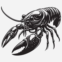 Silhouette illustration of an alien American crayfish. stock illustration