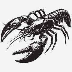 Silhouette illustration of an alien American crayfish. stock illustration