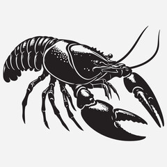 Silhouette illustration of an alien American crayfish. stock illustration
