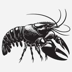 Silhouette illustration of an alien American crayfish. stock illustration