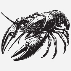 Silhouette illustration of an alien American crayfish. stock illustration