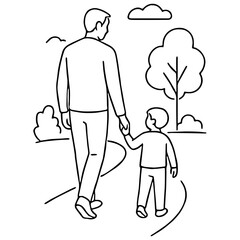 Father's Day Hand in Hand Walk Outline - Family Time Art