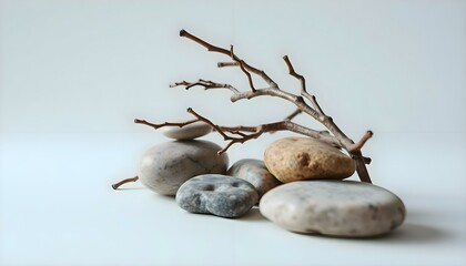 group of rocks sitting on top of a white table