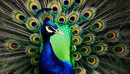 Obraz premium peacock with its feathers spread out
