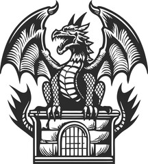 Obraz premium Tribal dragon silhouette vector art