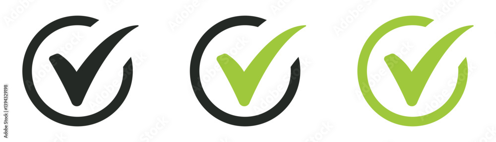 Leinwandbilder check box icon with correct, accept checkmark icons tick box checked, check list square frame - checkbox symbol approved sign
