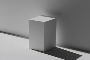 Minimalist White Cube Abstract Background, Modern Geometric 3D Render