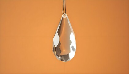 tear shaped glass ornament hanging from a cord