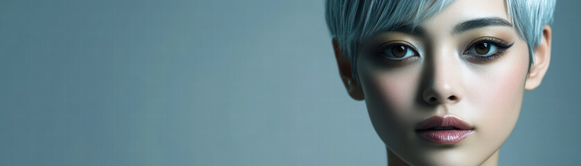 Naklejka premium Stylish Woman with Short Silver Hair