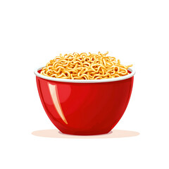 A Steaming Bowl Of Golden Noodles, A Comforting And Delicious Meal Ready To Be Enjoyed In A Vibrant Red Bowl Isolated on Transparent Background