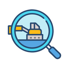 Construction Site Under Magnifying Glass Icon Design